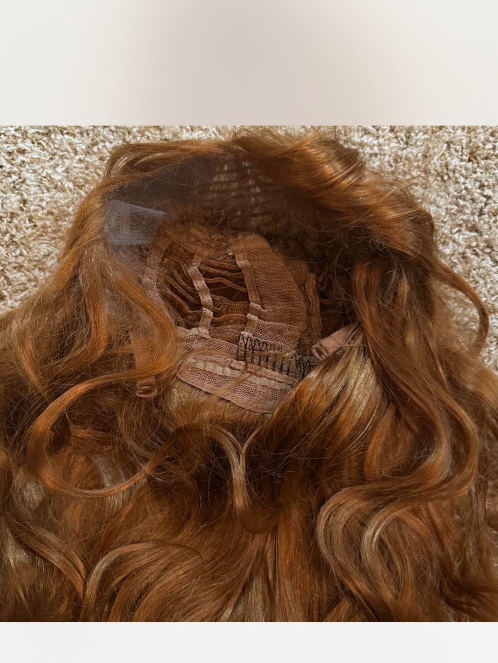 Long wavy auburn/ginger lace front wig